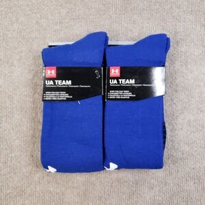 Lot of 2 Pairs Under Armour UA Team Socks Men's Size XL 13-16 Blue Over the Calf